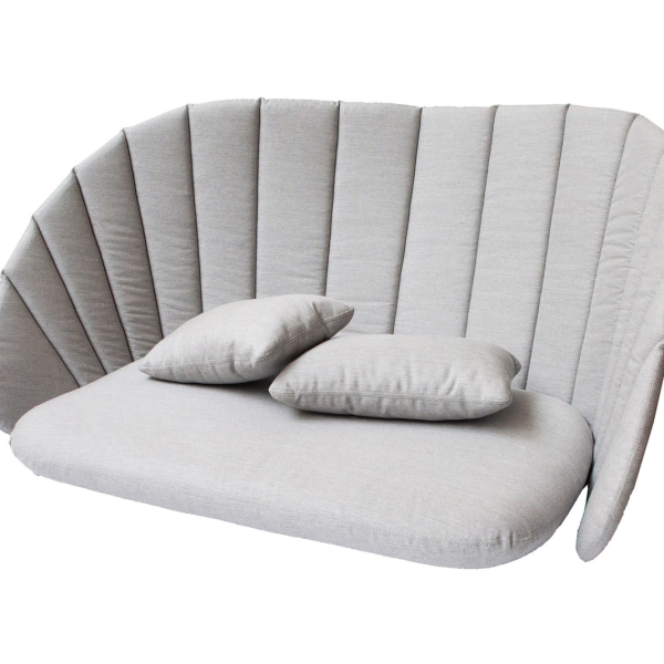 Cane-line Peacock Kissensatz für 2-Sitzer-Sofa in Light Grey - Wetterfest, Pflegeleicht, Nano-Imprägniert, Hoher Komfort, Modernes Design