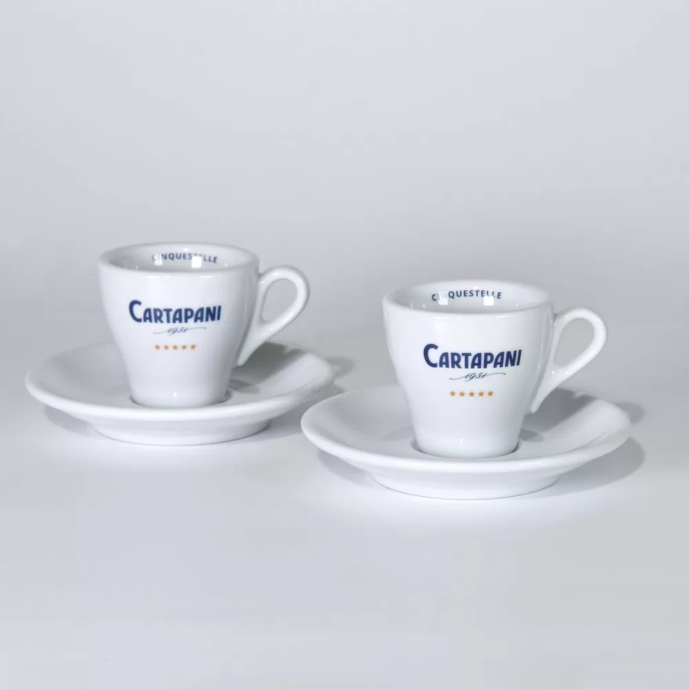 CARTAPANI Espressotasse 2er Set inkl. Untertasse – Hochwertiges Porzellan, spülmaschinenfest, dickwandig, ideal für perfekten Espresso Genuss!