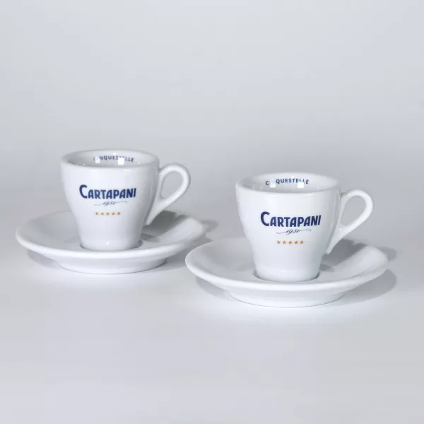 CARTAPANI Espressotasse 2er Set inkl. Untertasse – Hochwertiges Porzellan, spülmaschinenfest, dickwandig, ideal für perfekten Espresso Genuss!