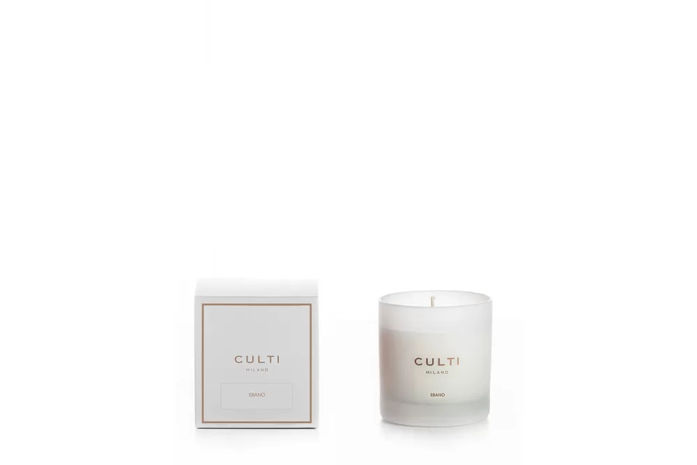 Culti Milano Ebano Duftkerze | Patchouli, Vetiver, Sandelholz | Handgefertigt, 40 Std. Brenndauer, Elegantes Glas, Classic Design