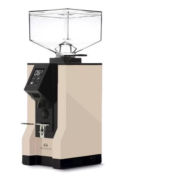 Eureka Mignon Specialita 15BL Kaffeemühle Beige, digitale Portionierung, 55mm Mahlwerk, Silent-Technologie, 250g Bohnenbehälter, Kompaktgröße