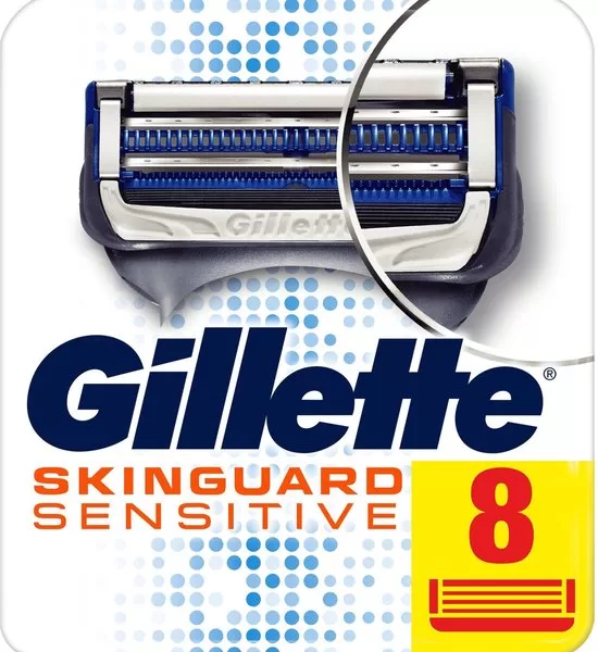 Gillette SkinGuard Sensitive Scheermesjes - 8 Stuks, Klinisch Getest, Bescherming Tegen Irritatie, Geschikt Voor Gevoelige Huid