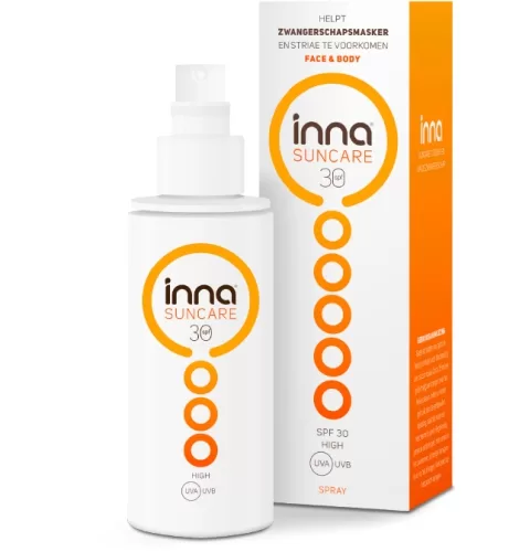 Inna Suncare Face & Body Spray SPF 30 - 150 ml, Waterbestendig, Voor Gevoelige Huid, Bescherming Tijdens Zwangerschap, Dermatologisch Getest