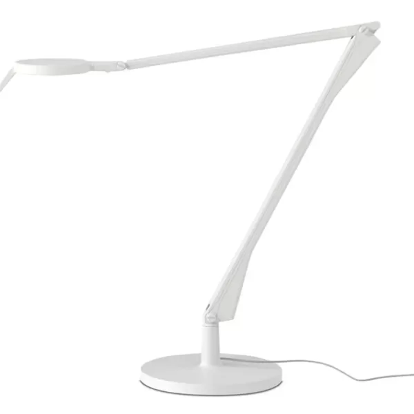 Kartell Aledin Tec Mat Tischlampe Weiß | Elegantes Design, Soft-Touch-Oberfläche, Warmes Licht, Flexibler Leuchtenkopf, Modernes Wohnaccessoire