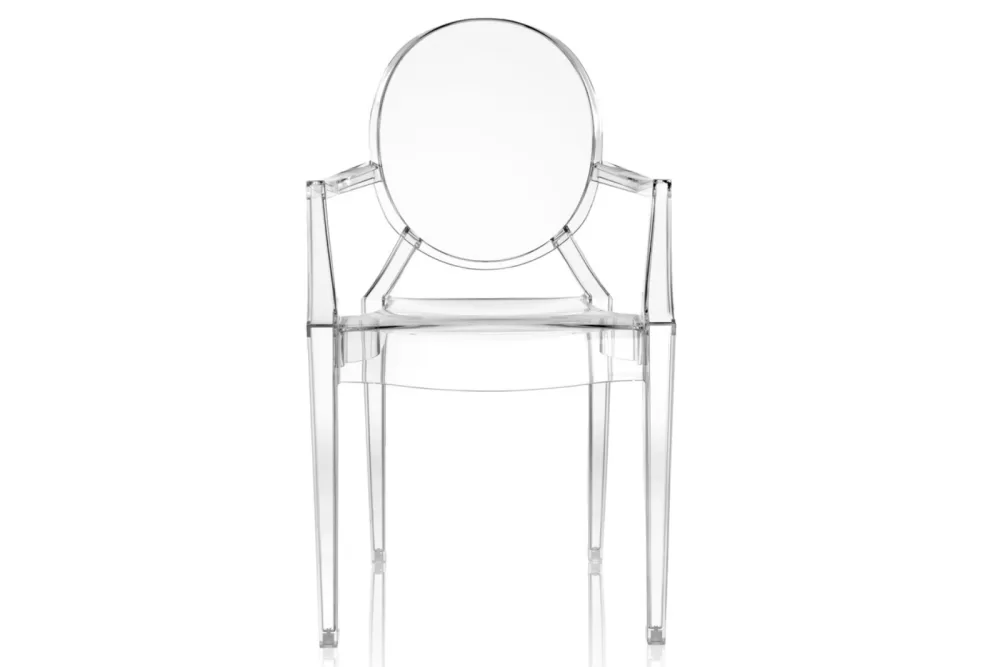 Kartell Louis Ghost Stuhl | Transparenter Armlehnstuhl | Stapelbar | Innen- & Außenbereich | Philippe Starck Design | Verschiedene Farben & Motive