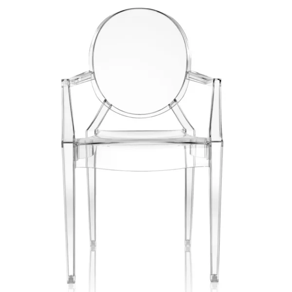 Kartell Louis Ghost Stuhl | Transparenter Armlehnstuhl | Stapelbar | Innen- & Außenbereich | Philippe Starck Design | Verschiedene Farben & Motive