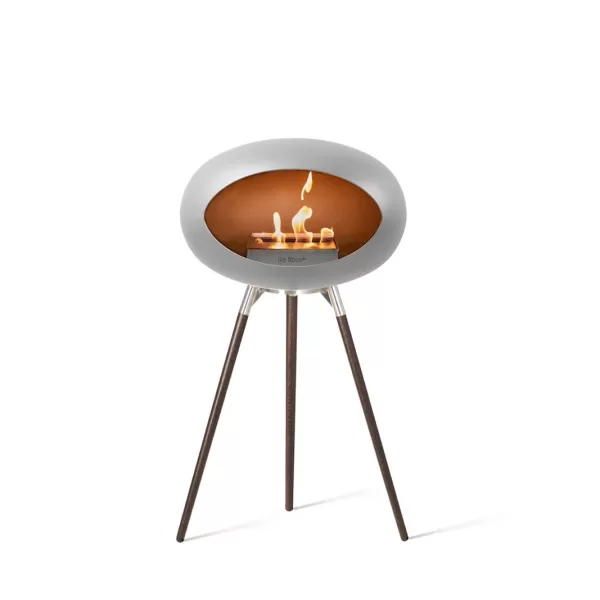 Le Feu Ground High Nickel Bioethanol Kamin - Smoked Oak & Edelstahl, stilvoller Raumteiler für gemütliche Atmosphäre, 1500W Heizleistung.