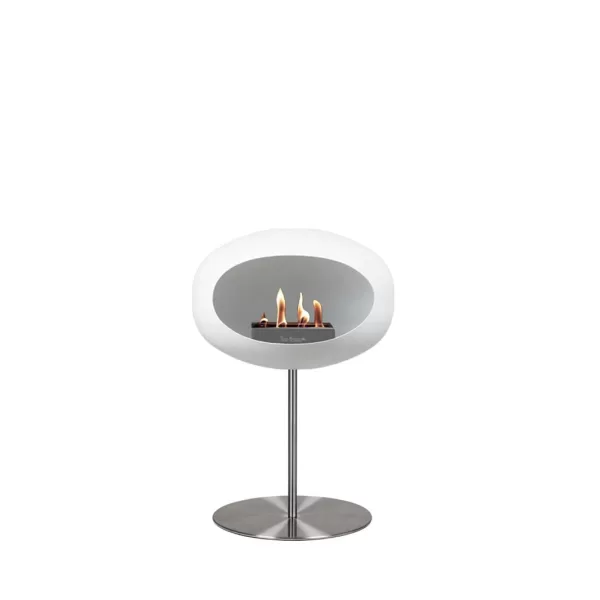 Le Feu Ground Steel Low White Bioethanol Kamin - Minimalistischer Edelstahl Kamin für stilvolles Ambiente, rauchfrei und einfach zu montieren