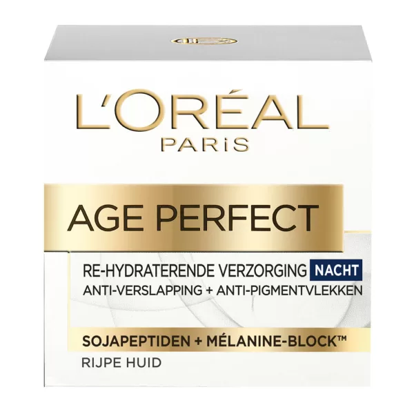 L'Oréal Paris Age Perfect Nachtcreme 50+ | Anti-Verslapping, Soja Proteïnen, Vermindert Pigmentvlekken, Herstelt Huid 's Nachts