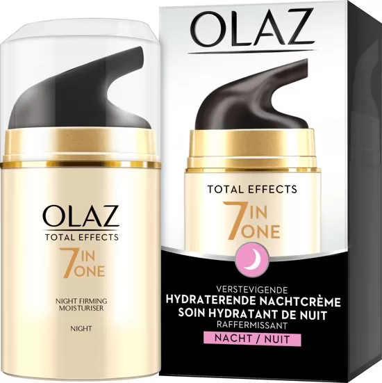 Olaz Total Effects 7in1 Nachtcrème - Verstevigend & Hydraterend met Niacinamide, Vitamine E - Vermindert Rimpels, Egaliseert Teint, Stralende Huid