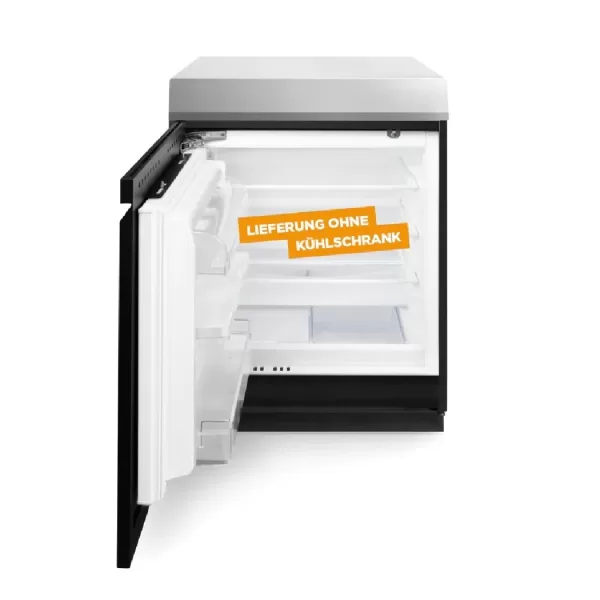 Otto Wilde Fridge Ready Modul für Einbaukühlschrank, Türanschlag Links, 66 cm, pulverbeschichteter Edelstahl, SoftClose-System, Outdoor-Küche