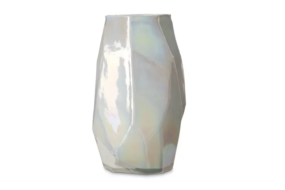 Pols Potten Graphic Luster Vase | Irideszente Deko-Vase in Weiß | Elegantes Design inspiriert von der Unterwasserwelt