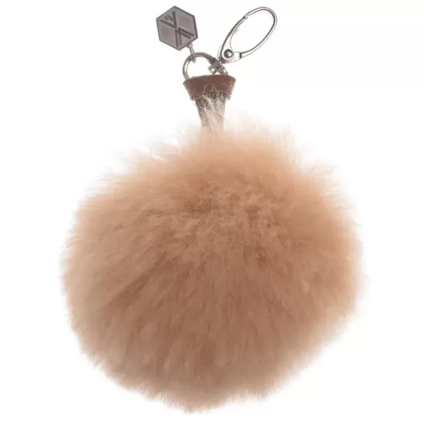 WEICH Couture Alpaca Pompon CLAVE Schlüsselanhänger - 100% Royal Alpaca, Champagner, atmungsaktiv, hypoallergen, Geschenkbox