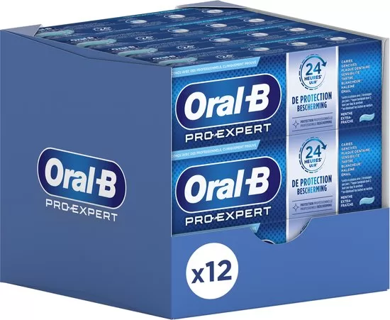 Oral-B Tandpasta Pro-Expert Professional Protection 12x75ml – 24 uur bescherming, remineraliseert glazuur, frisse muntsmaak, unieke Tinfluoride Technologie