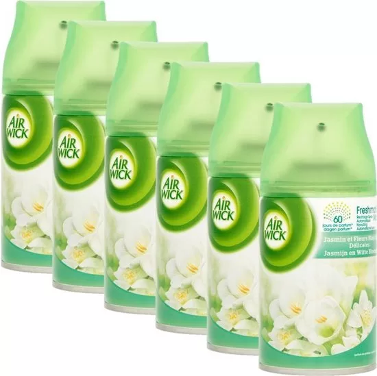 Air Wick Freshmatic Navulling 6x250ml - Jasmijn & Witte Bloemen, Automatische Spray, Instelbare Geurintensiteit, Voordeelverpakking