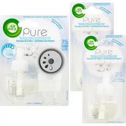 Air Wick Pure Elektrische Geurverspreider Starterkit - Zachtheid van Katoen + 2 Navullingen - Voordeelverpakking voor Langdurige Frisheid