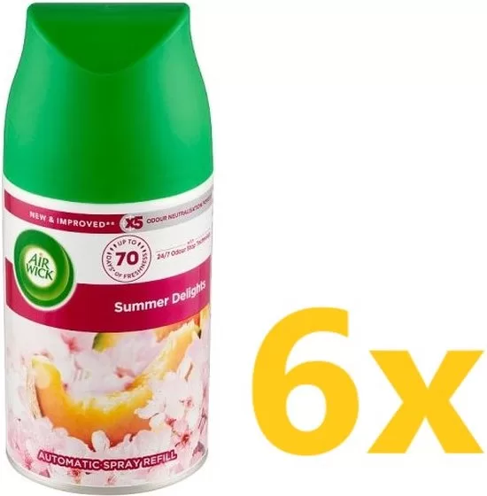 Air Wick Freshmatic Summer Delight - 6x250ml Luchtverfrisser Spray, Neutraliseert Geurtjes, 60 Dagen Fris, 3 Intensiteitsniveaus