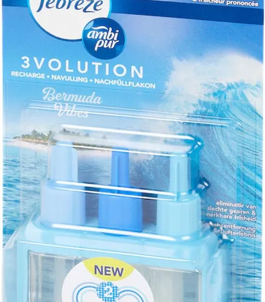 Ambi Pur 3Volution Navulling Bermuda Vibes - Elektrische Luchtverfrisser, 4 Stuks, Tot 90 Dagen Frisheid, Elimineert Nare Geuren