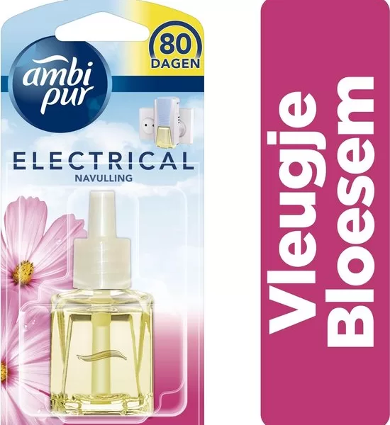 Ambi Pur Elektrische Luchtverfrisser Navulling Blossom & Breeze - 80 dagen frisheid, Odourclear-technologie, 20 ml, geur van rozenblaadjes