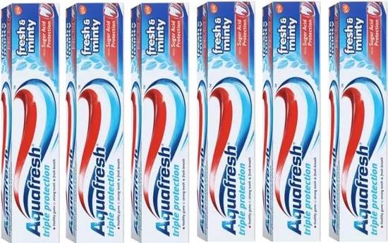 Aquafresh Tandpasta Fresh & Minty – Voordeelverpakking 6 x 100 ml – Drievoudige bescherming, frisse adem, sterk tandvlees