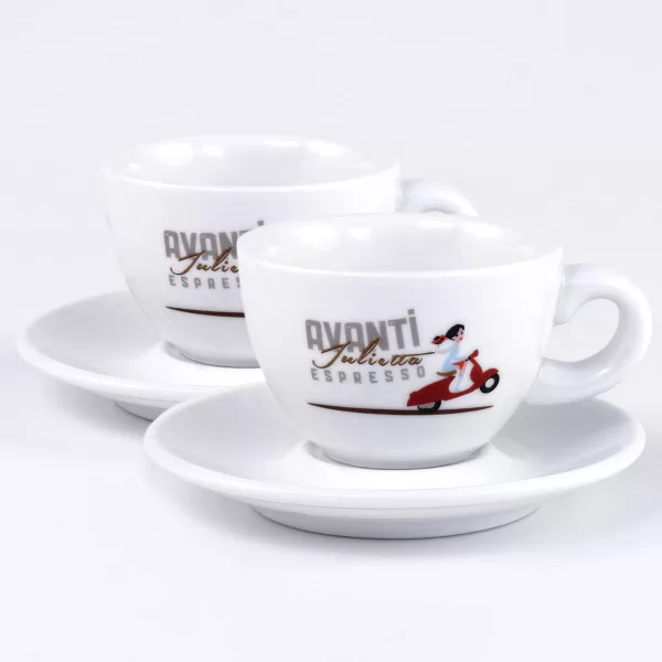 AVANTI Doppiotassen Set JULIETTA - 2er Set, dickwandig, robust, inkl. Unterteller, 100ml, elegantes Design, ideal für Kaffee & Tee.