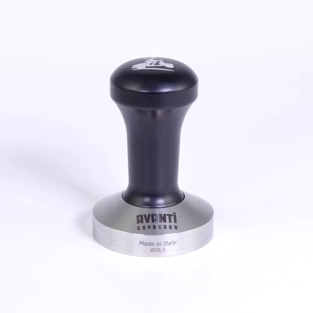 AVANTI Tamper Classic 58,5mm - Präzisionstamper mit schwerer Edelstahlbasis & schwarzem Aluminiumgriff - Ideal für perfekten Kaffeegenuss