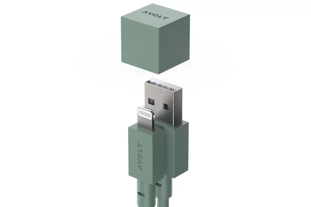 Avolt USB A auf Lightning Ladekabel 1,8m - MFi-zertifiziertes Kabel in Eiche Grün, flexibles Silikon, schnelles Laden & Datenübertragung