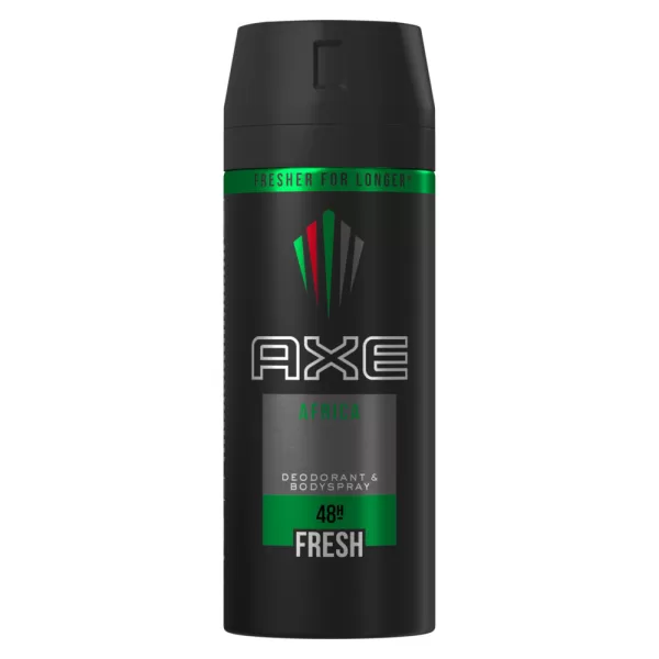 Axe Deodorant Bodyspray Africa 150 ml - Exotische geur, citrus & muskus, 0% aluminium, langhoudend fris, voor avontuurlijke dagen.