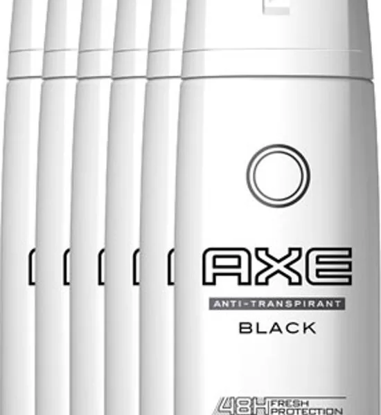 Axe Deospray Black Dry – 6x150ml Anti-Transpirant für Männer, langanhaltender Duft, Körperpflege, Frische & Schutz