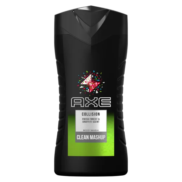 AXE Douchegel Collision Fresh Forest + Graffiti 250 ml – 3 stuks, frisse citrusgeur met houtachtige tonen, perfect voor een energieke start!