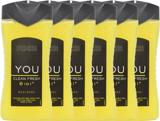 Axe Douchegel You Clean Fresh – 6x250ml – Moderne, mannelijke geur voor een verkwikkende douche-ervaring