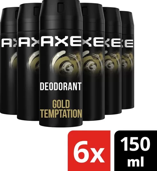 AXE Gold Temptation Deodorant Bodyspray - 6x150ml - Voordeelverpakking met 48u Geurbescherming, Onweerstaanbare Citrus & Chocolade Geur