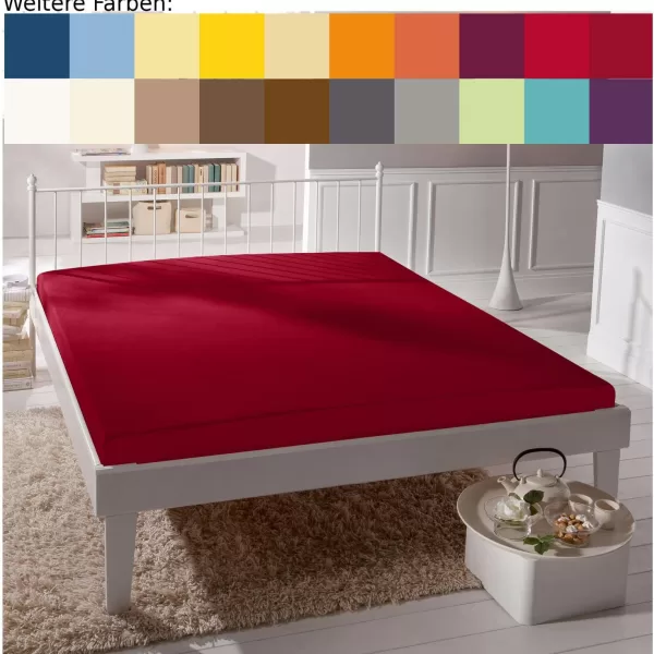 Bella Donna Jersey Spannbettlaken Bordeaux 140x200-160x220 cm, weich & dehnbar, in verschiedenen Größen erhältlich, ideal für Ihr Bett.