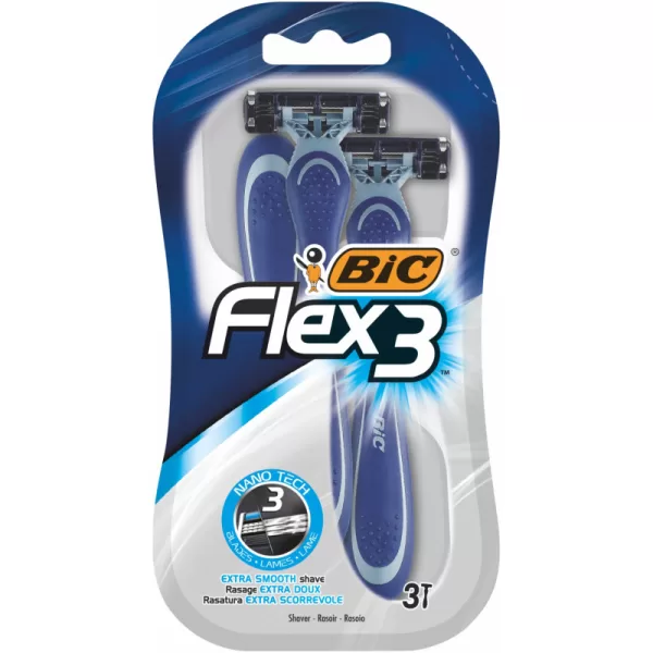 Bic Flex 3 Comfort Scheermessen voor Heren - Set van 8 - Drievoudig Beweegbare Messen, Vitamine E & Aloë Vera, Comfortabele Grip