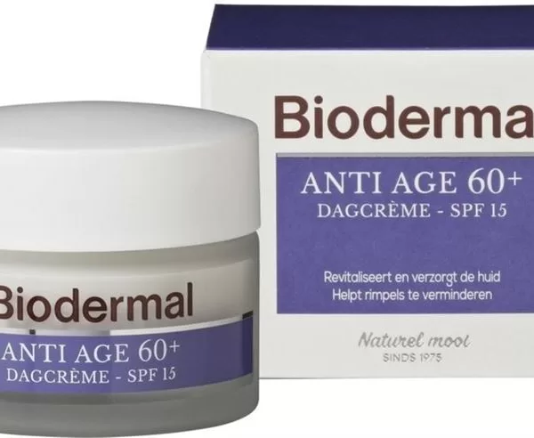 Biodermal Anti Age 60+ Dagcrème 50ml - Voedende Anti-Aging Crème met SPF 15, Hydrateert en Verstevigt voor een Stralende Huid