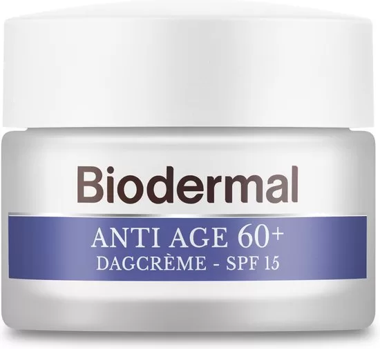 Biodermal Anti Age Dagcrème 60+ met SPF15 - 50ml voor Huidveroudering, Verstevigt en Vermindert Rimpels