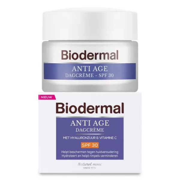 Biodermal Anti-Age Tagescreme SPF 30 mit Hyaluronsäure & Vitamin C, 50 ml - Hautverjüngung & Sonnenschutz in einem!