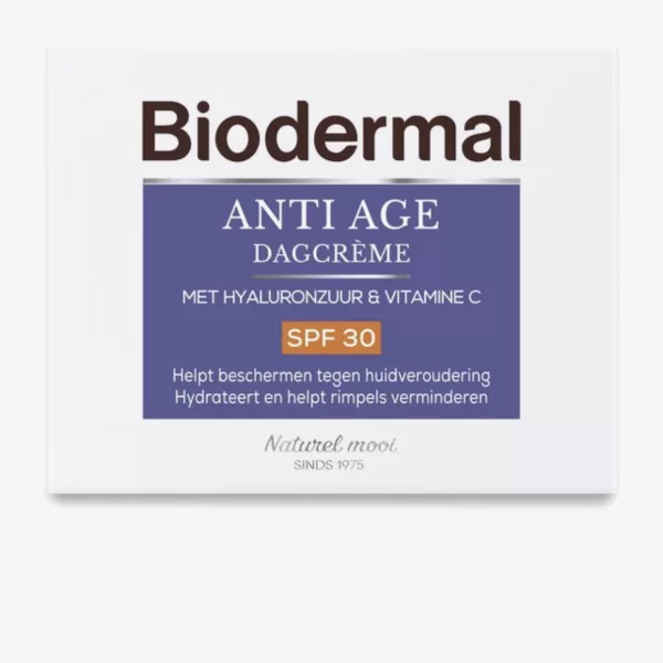 Biodermal Anti Age Dagcrème SPF30 - Hydraterend met Hyaluronzuur & Vitamine C - 50ml voor Huidveroudering, 40+