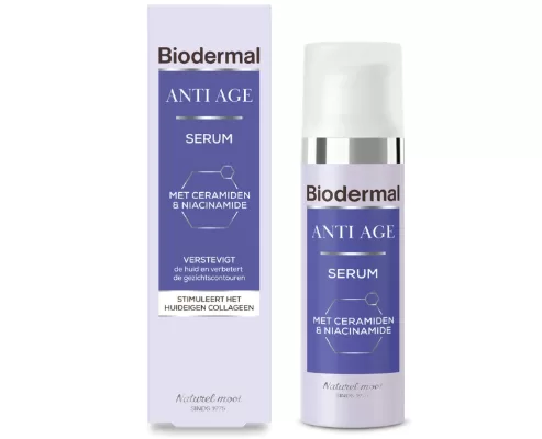 Biodermal Anti Age Serum 30 ml - Verstevigende & hydraterende formule met Niacinamide & ceramiden, vermindert rimpels en verbetert huidstructuur