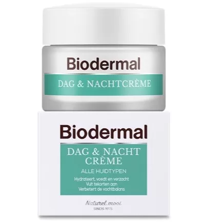 Biodermal Dag- en Nachtcrème 50ml - Hydraterende, voedende crème voor gezicht en hals, dermatologisch getest, pH huidneutraal