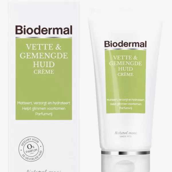 Biodermal Dagcrème voor Vette & Gemengde Huid – 50ml – Matteert, Reguleert Talgproductie, Hydrateert – Dermatologisch Getest