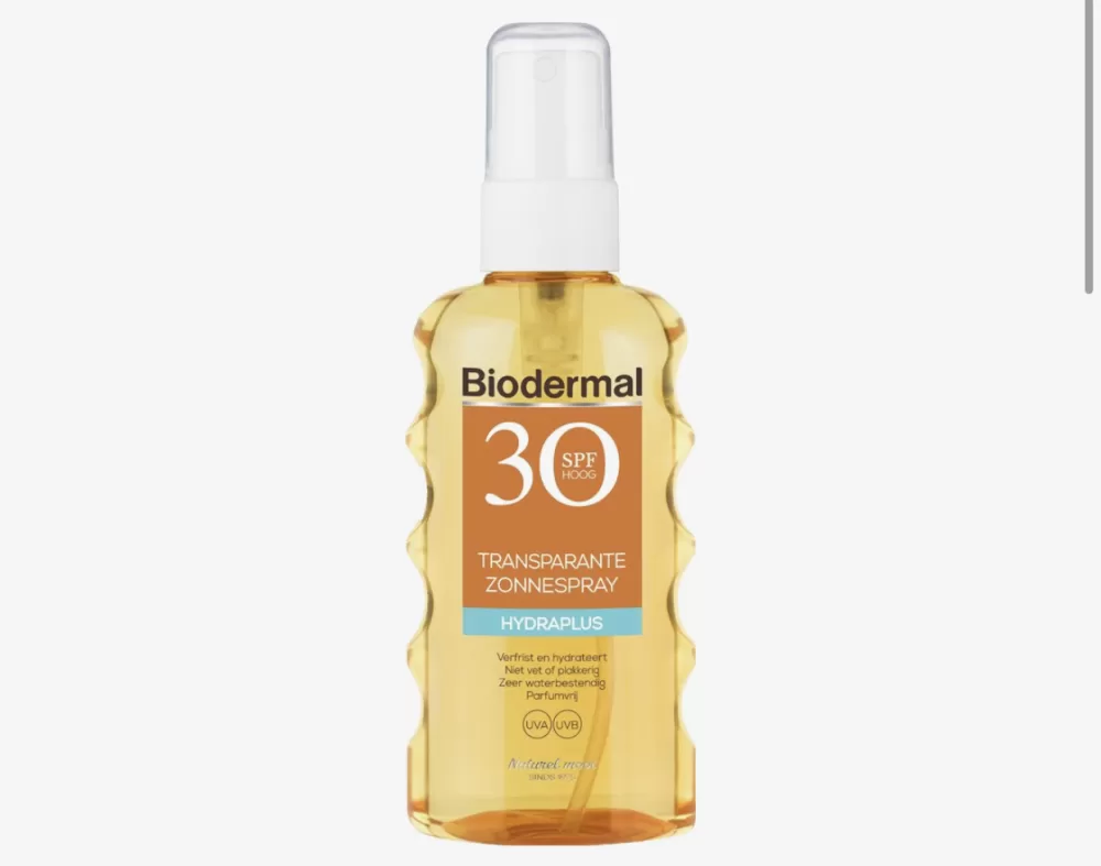 Biodermal Hydraplus Zonnebrand Spray SPF 30 - Transparant, 175ml - Hydrateert, Niet Vet, Waterbestendig, Voor Volwassenen en Kinderen