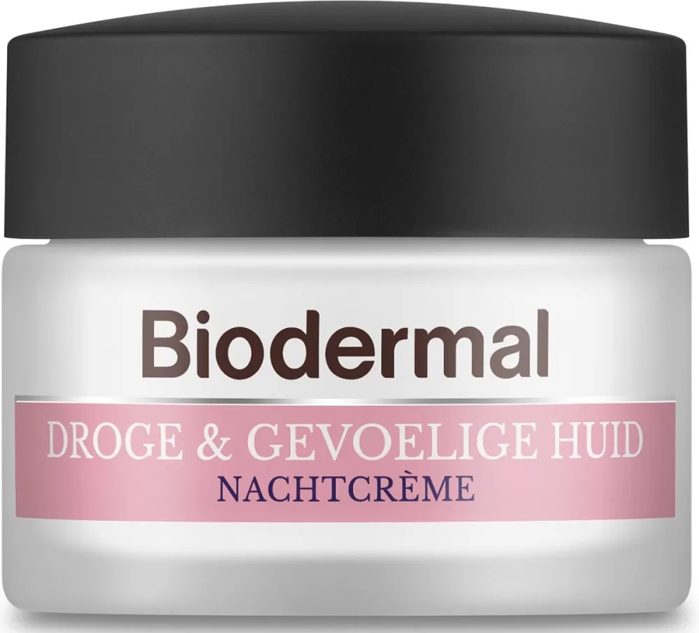 Biodermal Nachtcrème 50ml voor Droge & Gevoelige Huid - Hydrateert, Herstelt & Versterkt - Dermatologisch Getest