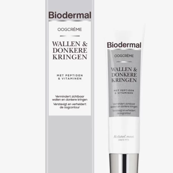 Biodermal Oogcrème voor Wallen & Donkere Kringen – Vermindert Rimpels, Hydrateert en Verstevigt – Parfumvrij, Dierproefvrij, 15ml