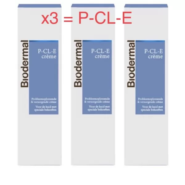 Biodermal P-CL-E Crème - Dag- en Nachtcrème voor Droge, Gevoelige Huid - Met Glycerine, 3x100ml - Herstelt & Beschermt