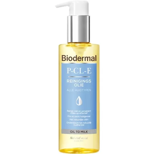 Biodermal P-CL-E Reinigingsolie 150ml - Milde Gezichtsreiniger voor Alle Huidtypen, Verwijdert Make-up en Voedt de Huid