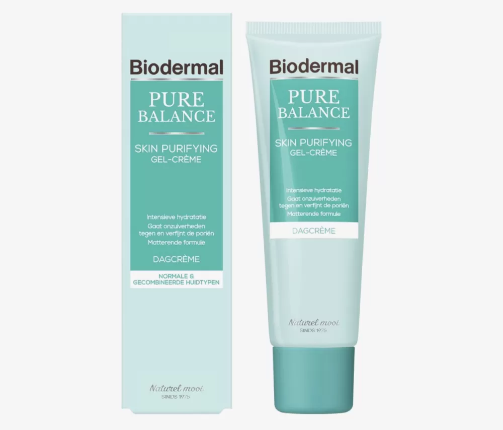 Biodermal Pure Balance Dagcrème - Gel-Crème met Hyaluronzuur voor Volwassen Huid, Hydrateert, Matteert, Tegen Onzuiverheden - 50ml