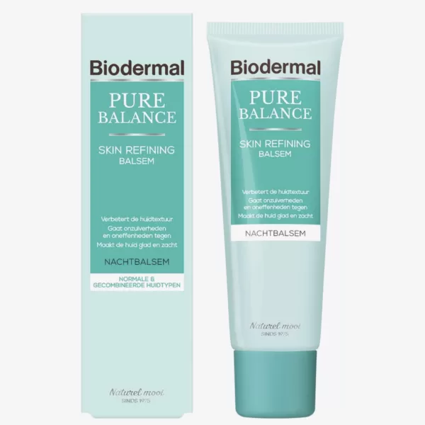 Biodermal Pure Balance Nachtcreme 50ml – Hydraterende Balsem met Hyaluronzuur, Verfijnt Huidtextuur, Tegen Onzuiverheden & Oneffenheden