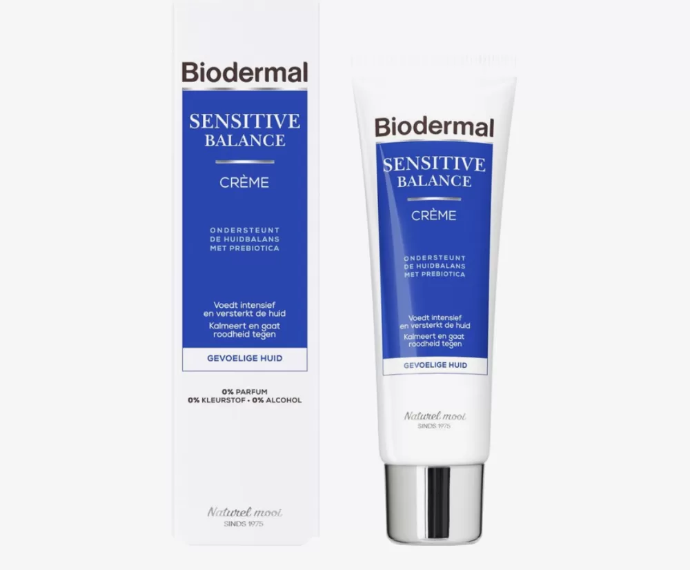 Biodermal Sensitive Balance Dagcrème 50ml – Kalmerende crème met Hyaluronzuur en Prebiotica voor Gevoelige Huid – Rijke Hydratatie