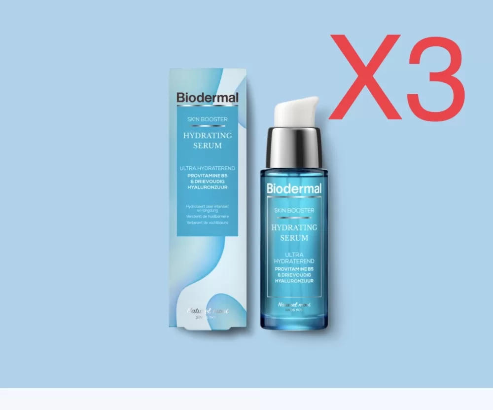 Biodermal Skin Booster Hydrating Serum 30ml – Hyaluronzuur & Vitamine B5, Intensieve Hydratatie, Versterkt Huidbarrière - 3 stuks